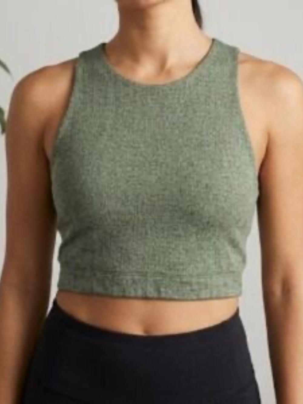 REI Textured Green Cropped Banded Tank